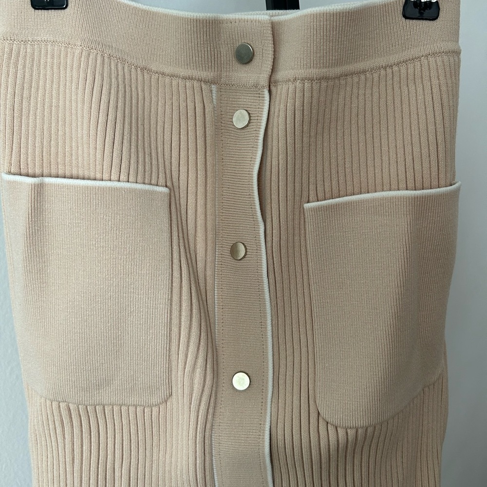 Maje Cream Button-Front Ribbed Mini Skirt - Picture 5 of 6